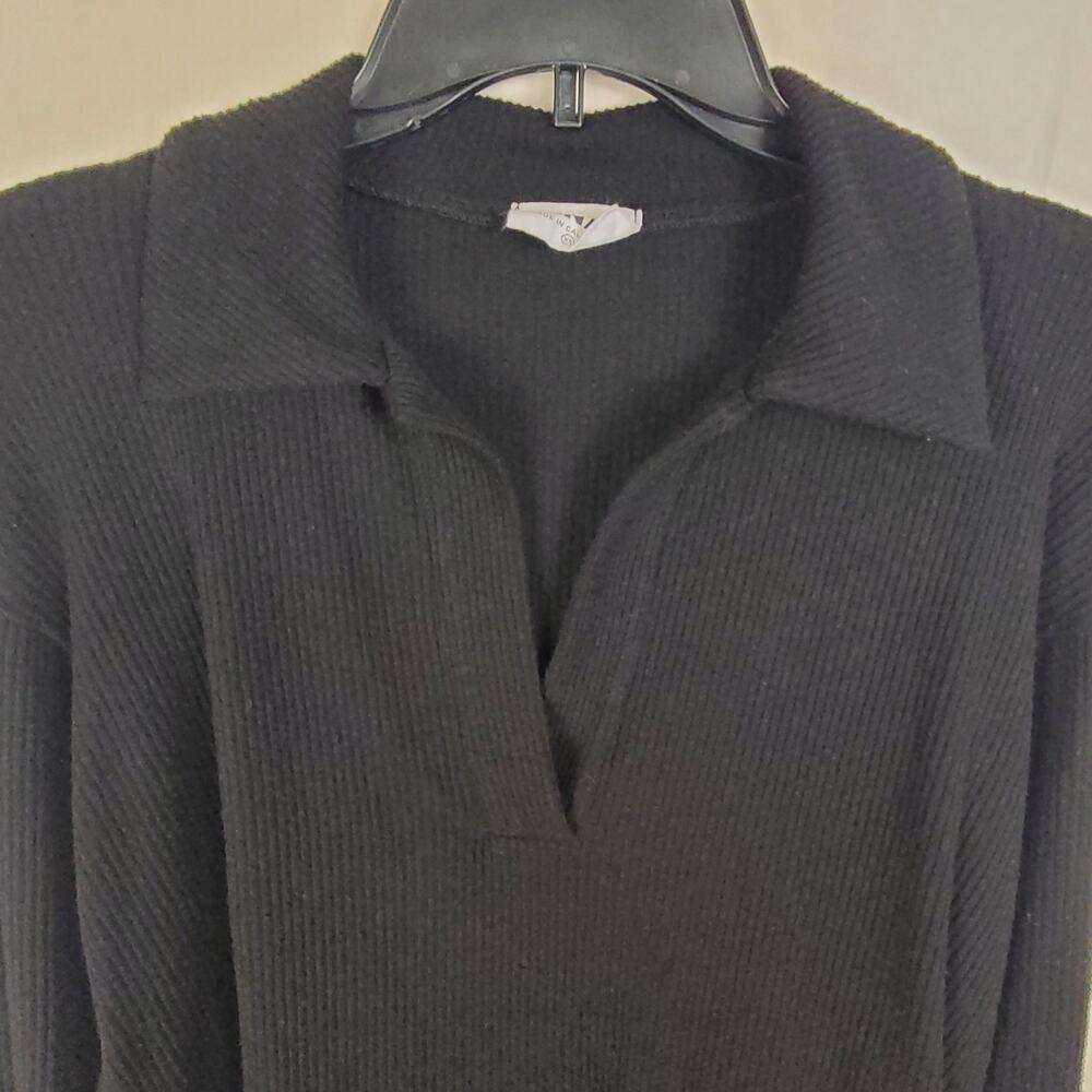 LNA Neve black collared ribbed henley shirt Size XS Minimal Classic Staple - Picture 4 of 7